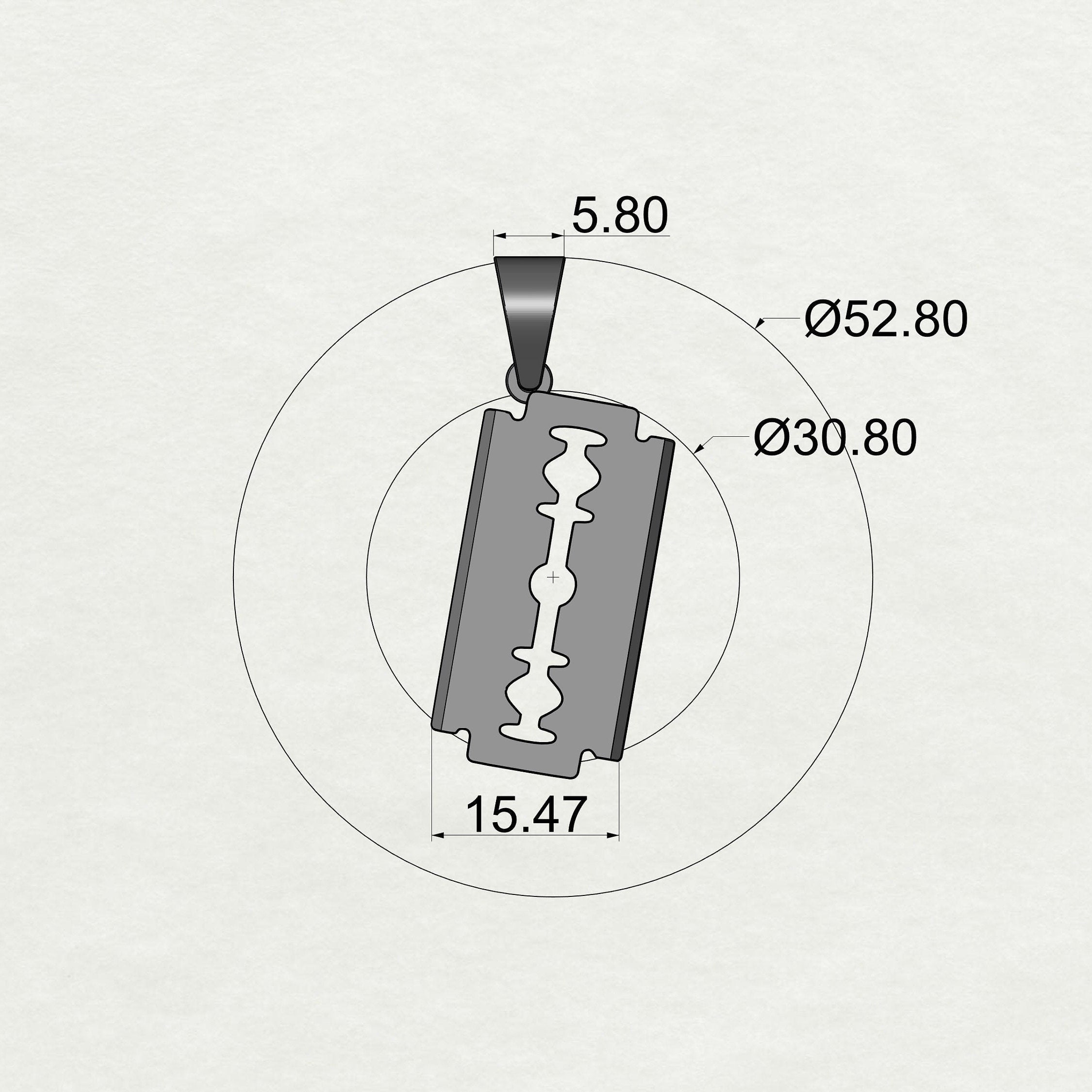 Modern Razor Blade Pendant 3D CAD Model