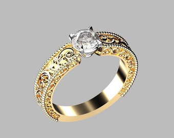 3D CAD Model Solitaire Engagement Ring STL Printable Digital File