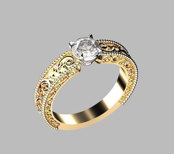 3D CAD Model Solitaire Engagement Ring STL Printable Digital File