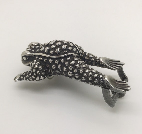 Vintage B. Kieselstein Cord Toad Frog Silver Belt Buc… - Gem display picture 3