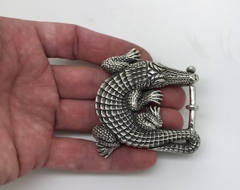 Vintage Brass Crocodile Belt Buckle: Alligator Animal Design - Etsy