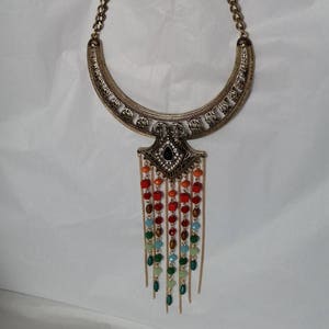 Antique Gold Necklace with Antique Gold and Black and White sculpted Crystal pendant charm chains crystal and wood beads 4mm free shipping