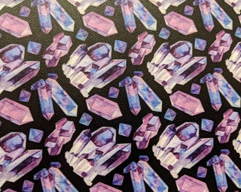 Crystals Vinyl Fabric - 12x52" ROLL - Hair Bow Vinyl - In The Hoop Fabric - Sewing Supply - Embroidery Supplies - Faux Vegan Leather