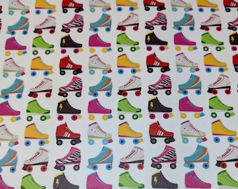 Roller Skate Vinyl Fabric - 9x12" SHEET - Hair Bow Vinyl - In The Hoop Fabric - Sewing Supply - Embroidery Supplies - Faux Vegan Leather