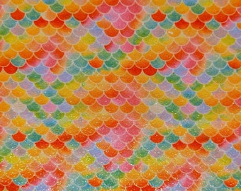 Sunshine Mermaid Scales Glitter Vinyl - 12x52" ROLL - Embroidery Canvas Backed Vinyl - Applique Vinyl Supply - Bow Supply - Faux Leather