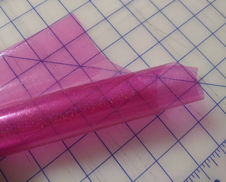 Pool Bow Supply Embroidery Applique Vinyl Transparent Film Fuchsia Pink Tinted Glitter Jelly Vinyl 9x47 ROLL Embroidery PVC Film