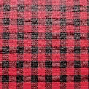 Vinil impresso em xadrez de búfalo - FOLHA 9x12" - Vinil com laço de cabelo - Tecido para apliques - Material de costura - Carteira de couro - Bordado - Couro sintético