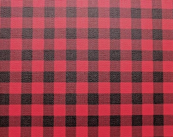 Buffalo Plaid Printed Vinyl - 9x12" SHEET - Hair Bow Vinyl - Applique Fabric - Sewing Supply - Wallet Leather - Embroidery - Faux Leather