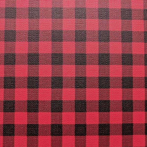 Buffalo Plaid Printed Vinyl - 12x52" ROLL - Hair Bow Vinyl - Applique Fabric - Sewing Supply - Wallet Leather - Embroidery - Faux Leather