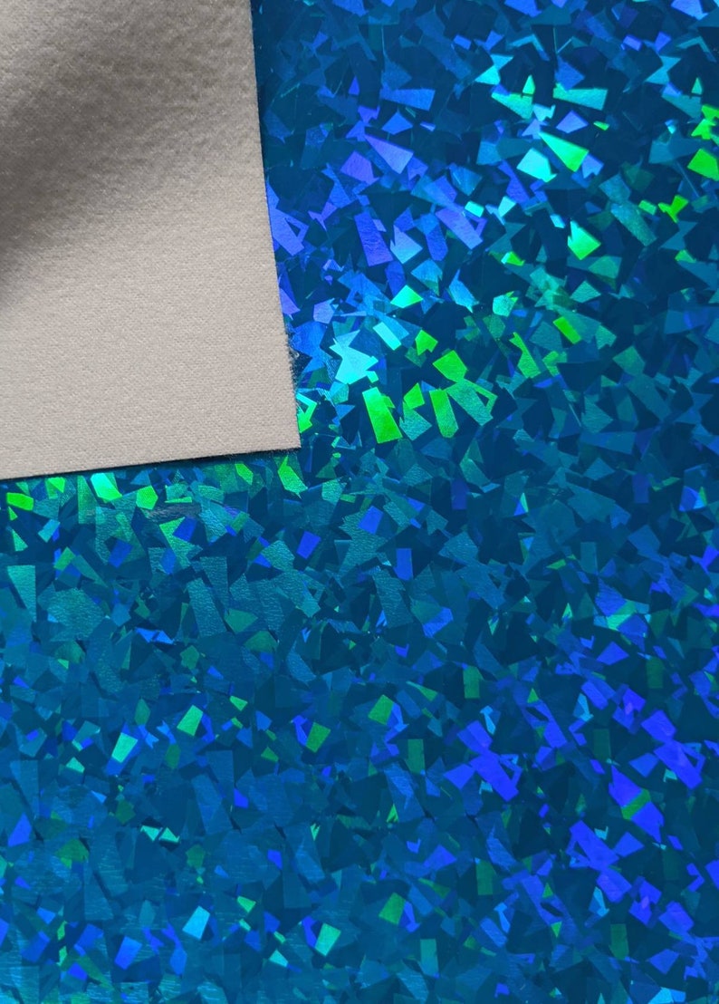 teal blue shattered holographic vinyl 12x5 roll etsy