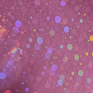 Pink Sparkle Bubbles Holographic Vinyl, 12x52&#39; ROLL Embroidery Vinyl, Canvas Backed Vinyl, Applique Sewing Supply, Bow Faux Leather