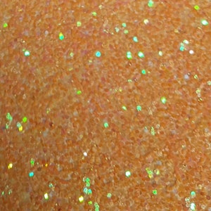 Lona com glitter robusto iridescente pêssego - FOLHA de 9 x 12 "- Vinil com laço de cabelo - Tecido no aro - Fornecimento de bordado para costura - Brincos DIY