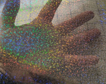 Black Rainbow Confetti Holographic Vinyl Sheet - 9x12" Foglio Ricamo Film - Ricamo Applique Vinile - Bow Supply - Pellicola Trasparente