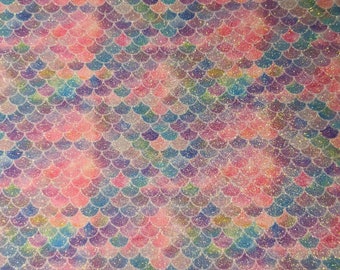 Pastel Mermaid Scales Glitter Vinyl - 12x52" ROLL - Embroidery Canvas Backed Vinyl - Applique Vinyl Supply - Bow Supply - Faux Leather
