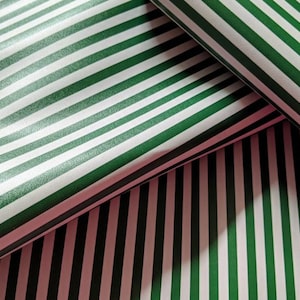 Grün Silber Hausfarben Streifen Vinyl Stoff - 12x52" ROLLE - Haarschleife Vinyl - Kunstleder für Ohrringe - Stickerei