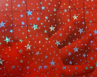 Foglio di vinile con stelle olografiche colorate di gelatina rossa - 9x12" Foglio Ricamo PVC Film - Ricamo Applique Vinyl - Bow Supply - Pellicola trasparente