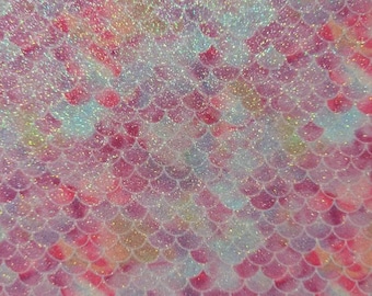 Cotton Candy Mermaid Scales Glitter Vinyl - 9x12" SHEET - Embroidery Canvas Backed Vinyl - Applique Vinyl Supply - Bow Supply - Faux Leather