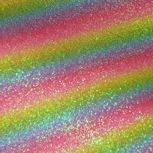 Lona com glitter robusto neon iridescente arco-íris - FOLHA de 9x12" - Vinil com laço de cabelo - Tecido no aro - Fornecimento de bordado para costura - Brincos DIY