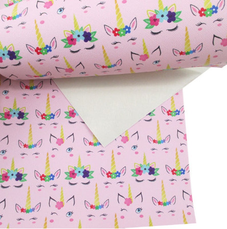 Hair Bow Vinyl In the Hoop Fabric Faux Leather Embroidery Supply Sewing Leather Wallet Vinyl Sewing Supply Unicorn Printed Vinyl