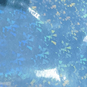 Light Blue Sparkle Shattered Holographic Vinyl, 12x52&#39; ROLL Embroidery Vinyl, Canvas Backed Vinyl, Applique Sewing Supply, Bow Faux Leather