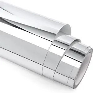 Glossy Silver Chrome Mirror Vinyl Roll or Sheets Permanent