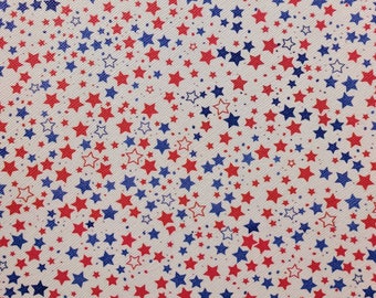 Patriotic Stars Printed Vinyl - 9x12" SHEET - Hair Bow Vinyl - In The Hoop Fabric - Sewing Supply - Embroidery Supply - Faux Leather Fabric