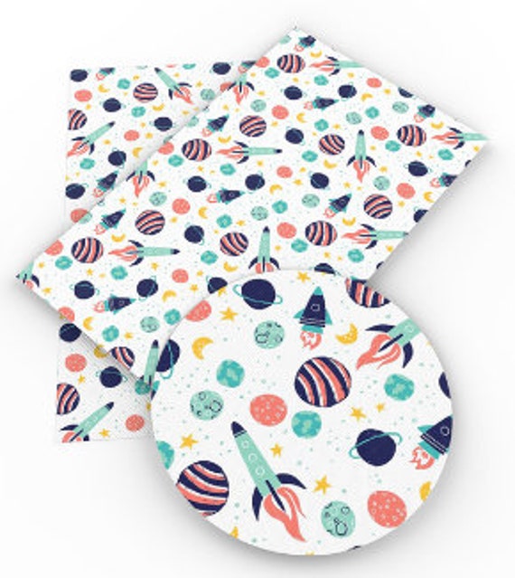 Space Printed Vinyl - 9x12" SHEET - Hair Bow Vinyl - In the Hoop Fabric - Applique Fabric - Sewing Supply - Embroidery Supply - Faux Leather