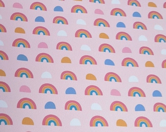 Rainbow Vinyl Fabric - 12x52" ROLL - Hair Bow Vinyl - In The Hoop Fabric - Sewing Supply - Embroidery Supplies - Faux Vegan Leather