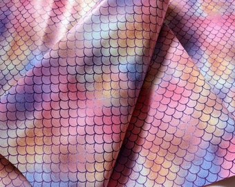 Mermaid Scales Vinyl Fabric - 9x12" SHEET - Hair Bow Vinyl - In The Hoop Fabric - Sewing Supply - Embroidery Supplies - Faux Vegan Leather