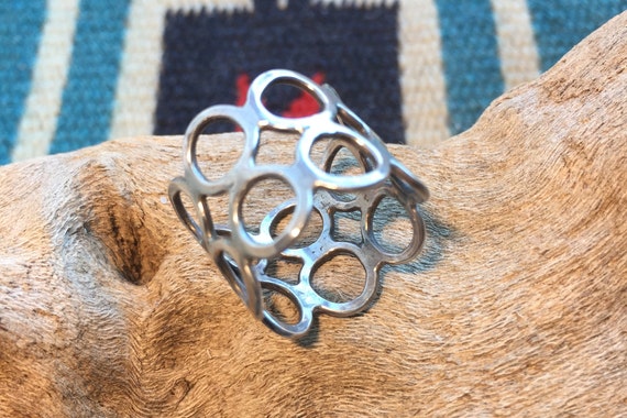 Vintage circles silver ring - image 3