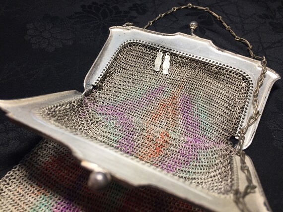 Whiting & Davis painted mesh chatelaine purse - image 6
