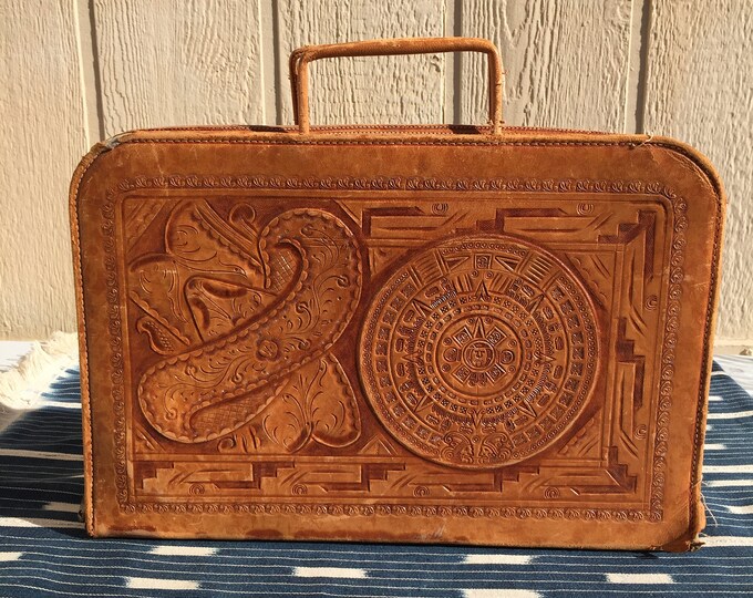 Mexican Tooled Leather Briefcase Etsy