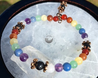 Seven Chakras Crystal Bracelet, Charm Bracelet, Gemstone Jewelry, Unisex Jewery