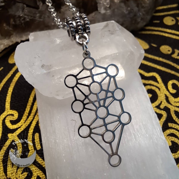 Kabbalistic Tree of Life Pendant, Stainless Steel Necklace, Pagan Jewelry, Witchy Gift