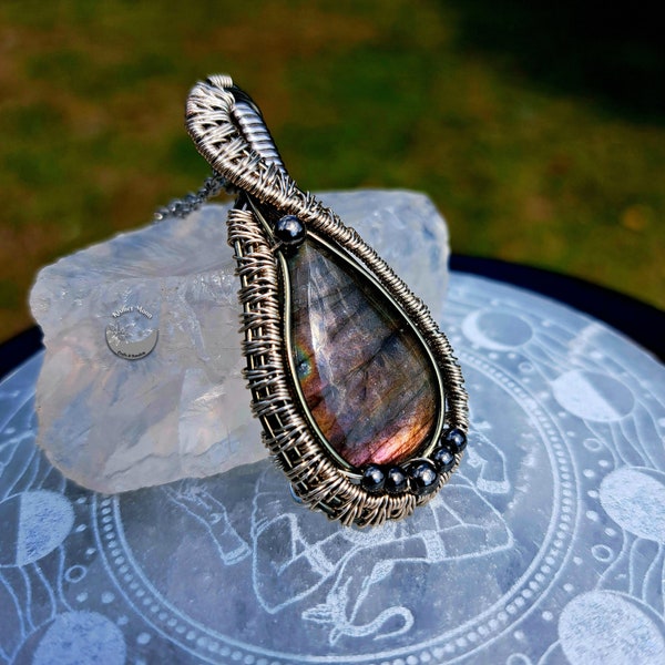 Labradorite Wire Wrapped Pendant, Wire Wrapped Jewelry, Protection Amulet, Magic Pendant, Witchy Jewelry, For Her