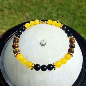 Tiger&#39;s Eye & Yellow Aventurine Bracelet: Solar Plexus Chakra Jewelry