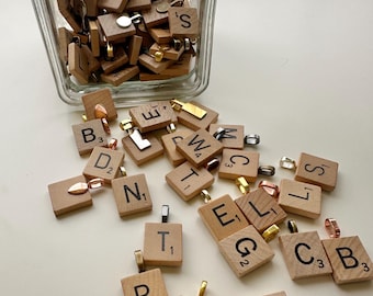 Upcycled Scrabble Tile Necklace Pendant Charms - Lot of 92