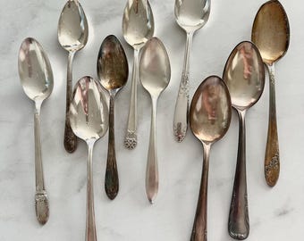 Bulk Mismatched Silverplate Serving Size Spoons - Supply