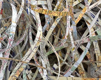 Upcycled Bulk Shredded Paper 32 ounces - Maps  | Gift Box Filler | Sustainable Packaging