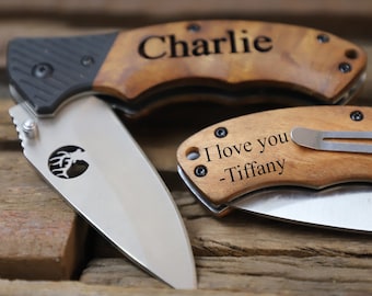 Engraved Pocket Knife, personalized pocket knife, knife, gift for hunter, gift for him, gift for dad, engraved hunting knife, custom knife