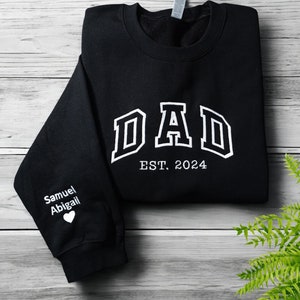 Custom Embroidered Sweatshirt, Name on Sleeve With Heart Custom Embroidered Sweatshirt, Name on Sleeve With Heart