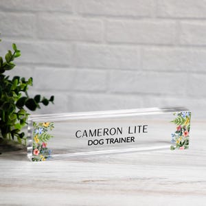 Desk Plaque, Acrylic Name Plate for Desk Teacher Name Plate, Personalized Name Sign Acrylic Plaque Office Decor Custom Desk Name Plaque K259
