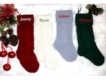 Christmas Stocking, Personalized Stocking, Embroidered Christmas Stocking,Holiday Stocking,Custom Christmas Stocking,Green and Red Stocking