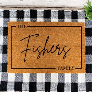 Custom Coir Doormat with Last Name – Bestselling Housewarming Gift, Personalized Doormat for Grandparents, Unique Home Décor Present K6