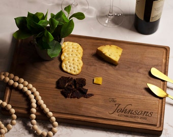 Personalized Cutting Board Wedding Gift, Bamboo Charcuterie Board, Unique Christmas Gifts Bridal Shower Gift Engraved Engagement Present