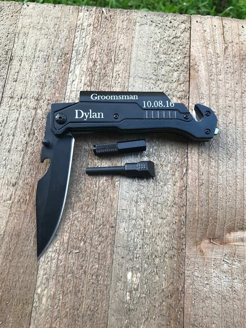 Personalized Tactical Flashlight Knife Survival Gift Pocket Etsy