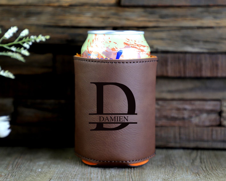 Engraved Can Coolers, Bachelor Party Gifts, Groomsmen Gifts, Groomsmen Proposals, Beer Cooler, Beer Can Holder, bottle holder, Birthday Gift Brown