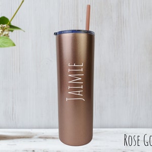 Travel Mug Coffee Mug Personalized Tumbler for Women Bridesmaid Coffee Mug Travel Mug Coffee Tumbler Skinny Tumblers Birthday Gift for Her Rose gold