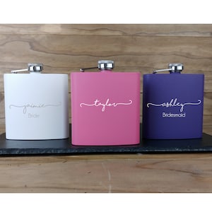 Personalized Bridesmaid Flask, Flask for Women, Custom Bridal Flask, Bridal Party Gift, Gift for Her, Engraved Flask for Her, Custom Flask