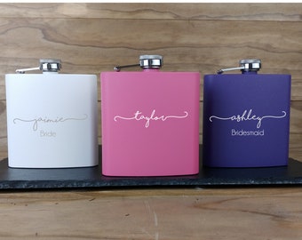 Personalized Bridesmaid Flask, Flask for Women, Custom Bridal Flask, Bridal Party Gift, Gift for Her, Engraved Flask for Her, Custom Flask